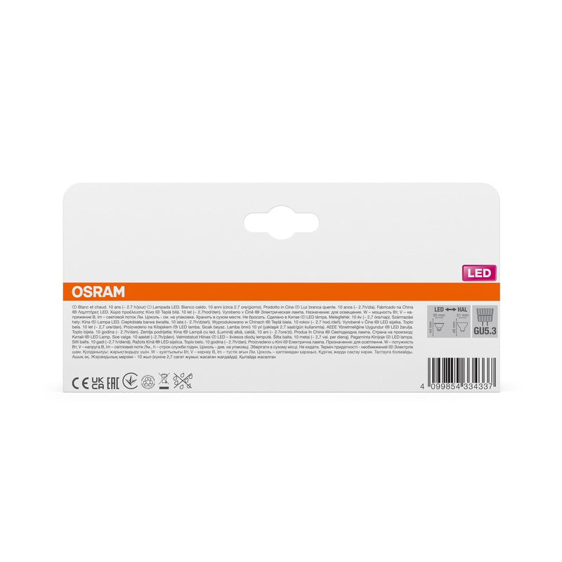 Osram LED Base MR16, Value Pack with 5 Low Voltage Bulbs, Replaces Conventional 35 W Reflector Bulbs, Warm White (2700 K), 3.8 W, GU5.3 Socket, Matte Glass, Not Dimmable 2700k Warm White 5 pieces 35W Replacement 36° beam angle