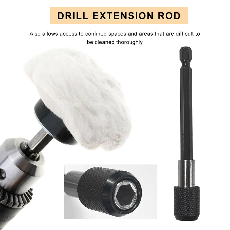 10PCS Buffing Wheel Kit for Drill, Cotton Polishing Pads with 1/4" Hex Shafts, Wheel Shaped Polishing Tool Buffing Pad for Aluminum Stainless Steel Chrome, Car Accessories