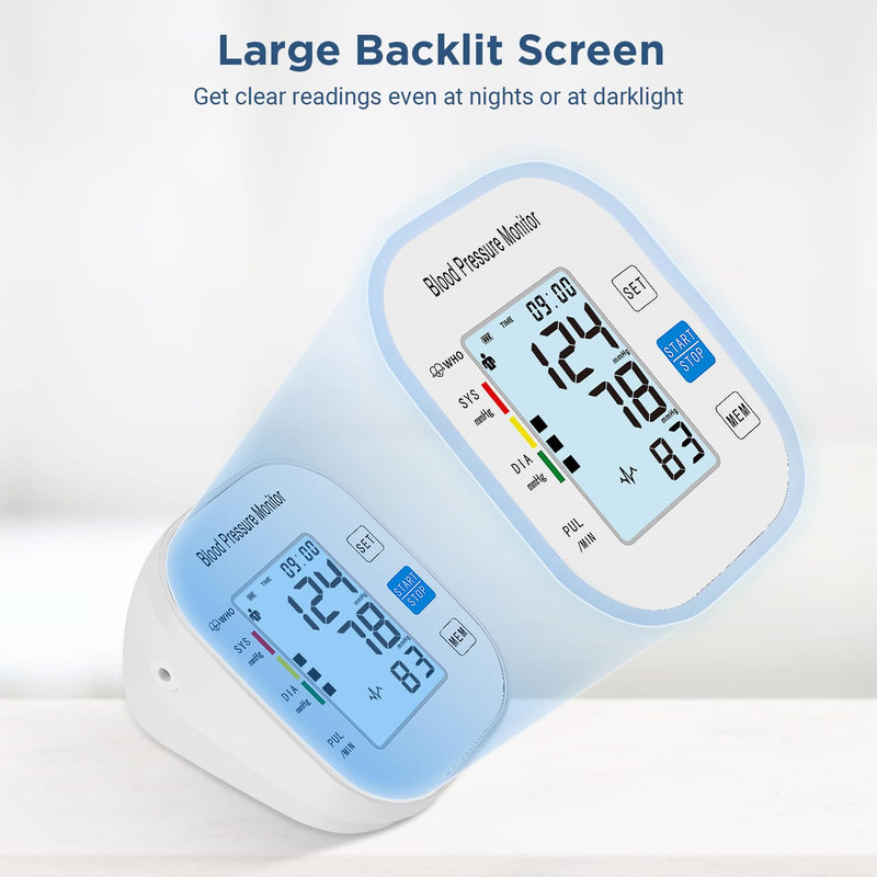 [Australia - AusPower] - Blood Pressure Monitors, Automatic Upper Arm Blood Pressure Machines for Home Use with Large Cuff 8.7" -16.5" Adjustable BP Machine for Adult Elderly (White) White 