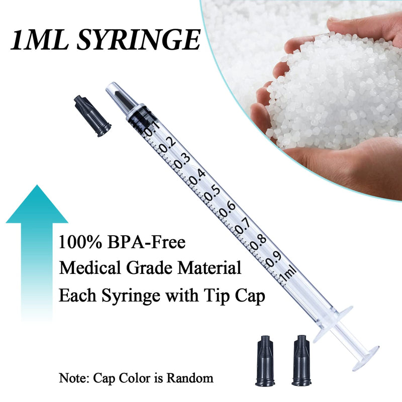 [Australia - AusPower] - 1ml Sryinge with Cap, Luer Slip Tip, Whole Pack Bulk Sterile Sealed, No Needle (100 pcs, 1ML) 100 pcs 