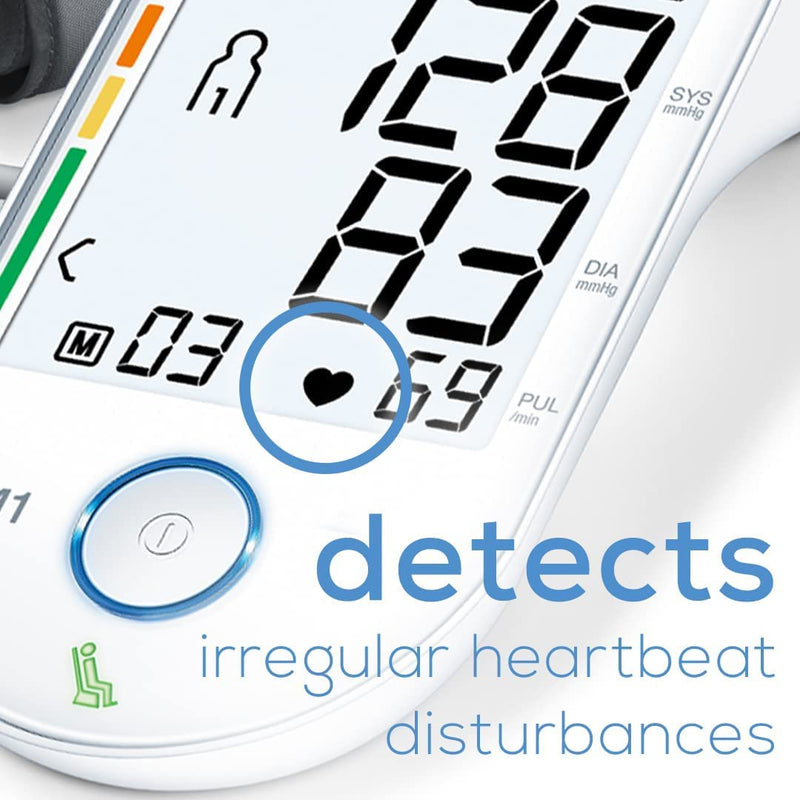 [Australia - AusPower] - Beurer BM55 Blood Pressure Machine  XL Backlit Display, Arrhythmia Alarm, Portable Storage Kit, 2 Users, Automatic Blood Pressure Cuff, Resting Indicator  Blood Pressure Monitor Batteries Included BM55 - Premium XL Backlit Display 