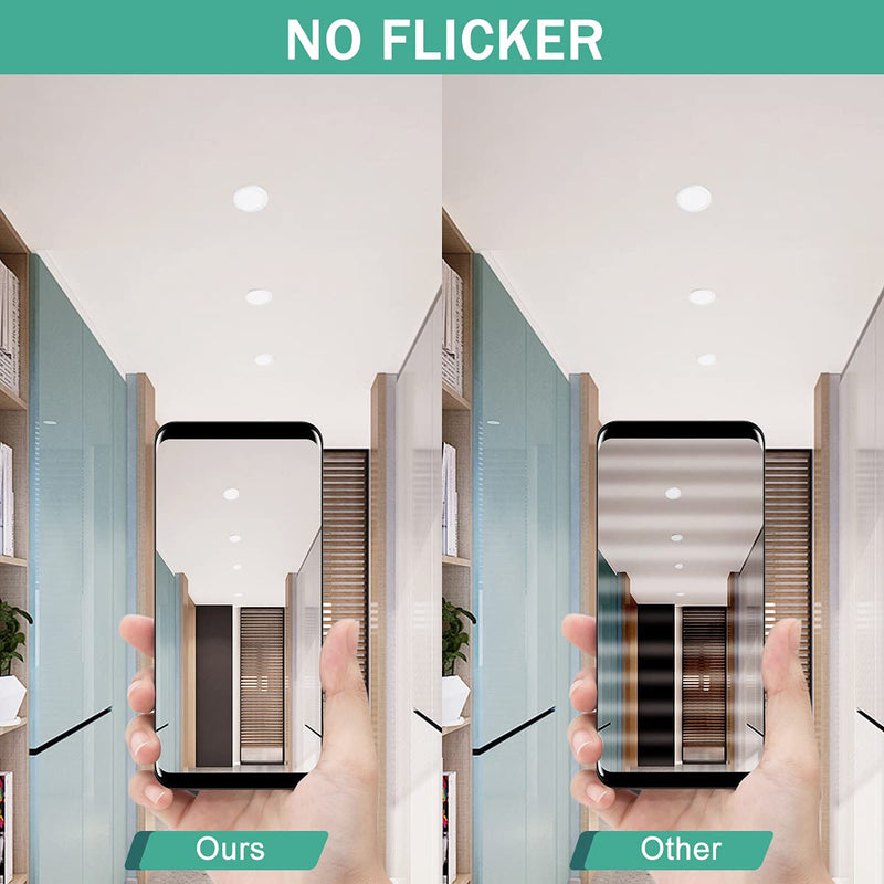 [Australia - AusPower] - LED Recessed Spotlights 230 V 6 W Ultra Flat IP44 Set of 6 Cool White 6000 K Installation Depth 26 mm 600 Lumen Diameter 105 mm Installation Hole Dimensions 75-95 mm for Bathroom Living Room Kitchen Cold White 