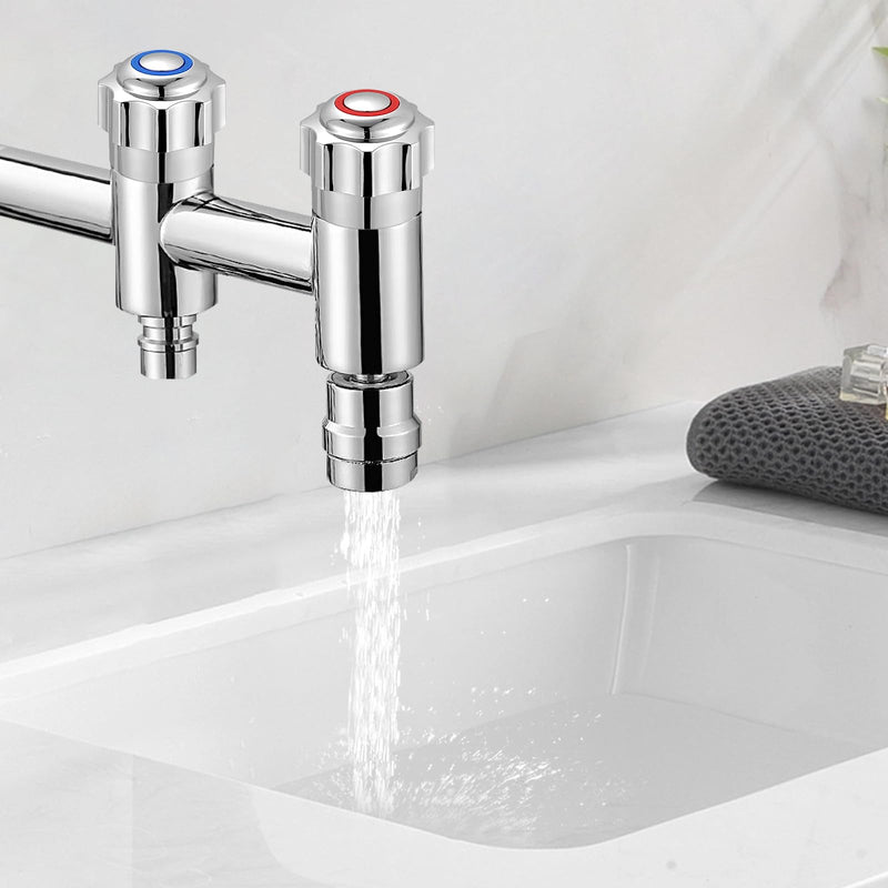 [Australia - AusPower] - Set of 2 Tap Cover Handle Chrome-Plated Replacement Tap Handle Knob, Hot & Cold Tap Top Head Cover with Ceramic Cartridge, Tap Handle Replacement Kit for Bathroom Kitchen Sink 