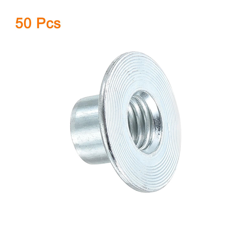 [Australia - AusPower] - uxcell M10 T-Nuts, 50pcs Carbon Steel Tee Nut Round Base Weld Nuts 12mm Height Through Hole Flange Insert Female Thread Plate Nuts, Silver M10x12mm Silver tone 50 