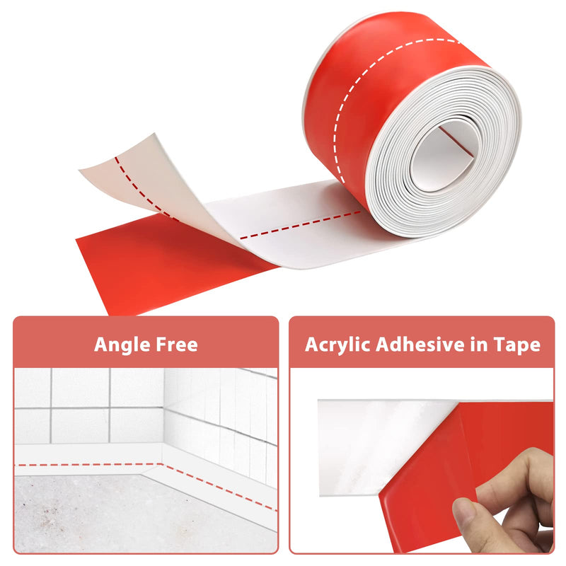 [Australia - AusPower] - SNAILGARDEN 2 Rolls Bath Sealant Strip, Acrylic Adhesive Caulk Strip with 2Pcs Caulking Tools, White Seal Strip Waterproof Sealant Tape for Bathroom,Kitchen,Toilet,Wall Corner 