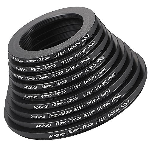 Andoer® 18pcs Step Up/Step Down Lens Filter 37 49 52 55 58 62 67 72 77 82mm Metal Adapter Ring Kit 18 pcs