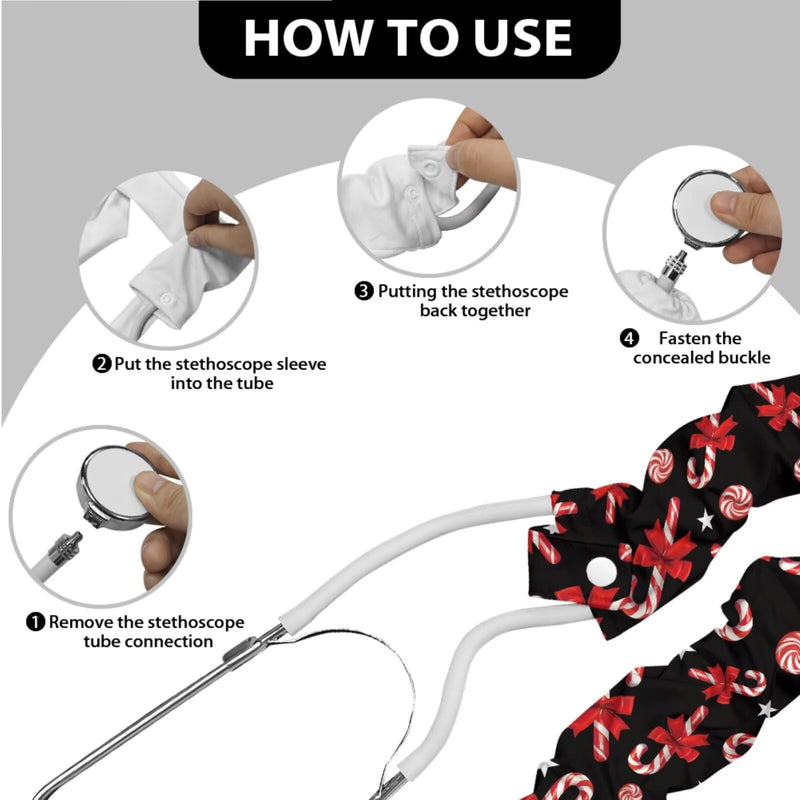 [Australia - AusPower] - Christmas Stethoscope Sleeve Nurse 2 Pack Candy Cane Stethoscope Cover Sleeve for Nurses Doctors Christmas Decorations 