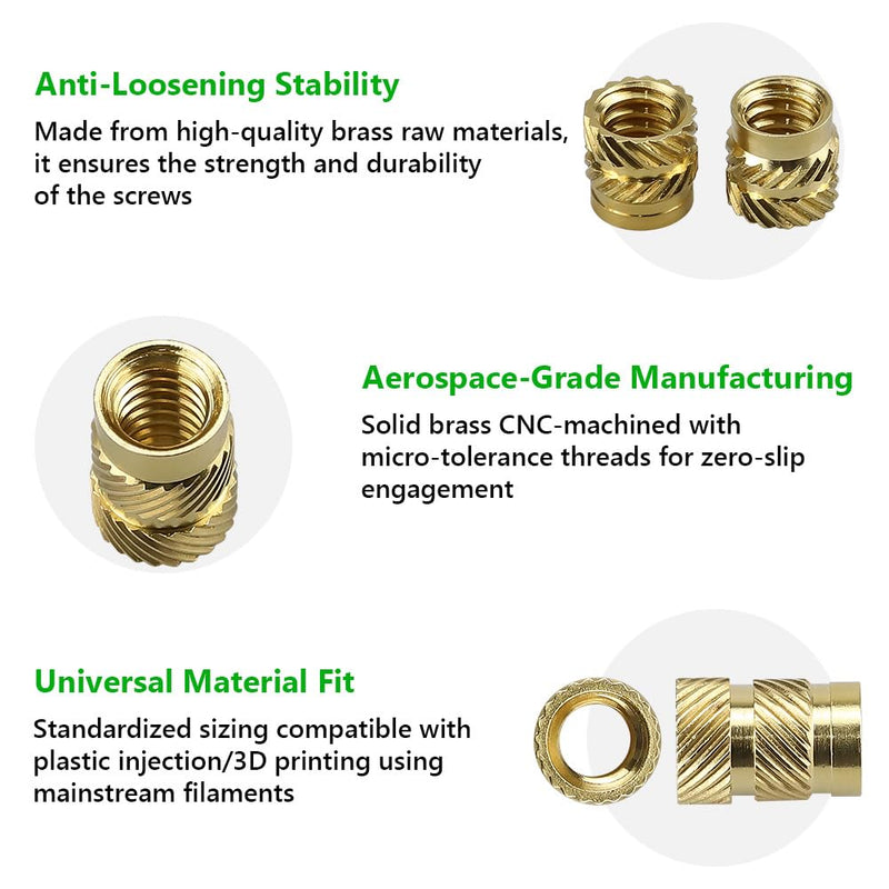 [Australia - AusPower] - 1/4-20 Brass Threaded Inserts (30-Pack), Heat Set Knurled Nuts for 3D Printing & Plastics, 5/16" Height, Female Threaded Brass Inserts 1/4-20 x 5/16 H x 5/16 D 