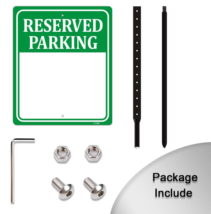 Reserved Parking Sign Write On Blank Personalized Customer 12" x 10" With 35" Long Metal Stakes Aluminum Outdoor Use Customized