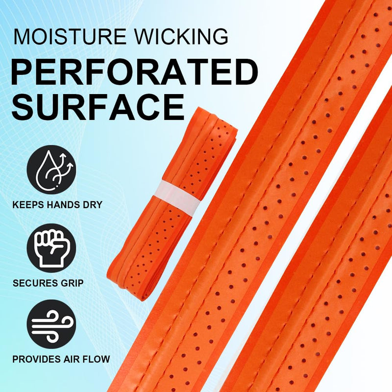 Pickleball Grip Tape 3pcs Overgrip Pickleball Paddle Grip Tape with Raised Ridge Replacement Grip Wrap Accessory for Pickleball Paddle Handle Yellow red and orange