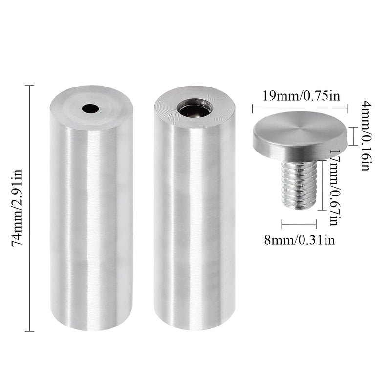 [Australia - AusPower] - Luomorgo 12 Pcs 3/4" x 3.15" Stainless Steel Standoff Screws, Wall Sign Standoff Mounting Hardware Advertising Glass Standoff Nail for Hanging Acrylic Picture Frame, Silver Silver, 12 Pcs 3/4" x 3.15" / 19 x 80mm 