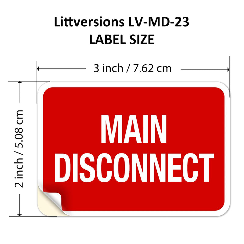 12 Pack 3" x 2" Main Disconnect Sticker Outdoor Laminated Electrical Label Notice Emergency Sign Symbol Decal Marker Vinyl 3x2 2x3 inches Vinyl Waterproof 3" x 2" MD