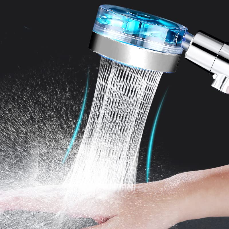 Upgraded High Pressure Vortex Propeller Handheld Shower Head Kit with Spare Accessories, 3 Spray Panels for Multiple Shower Modes Modern Upgrade Blue Set