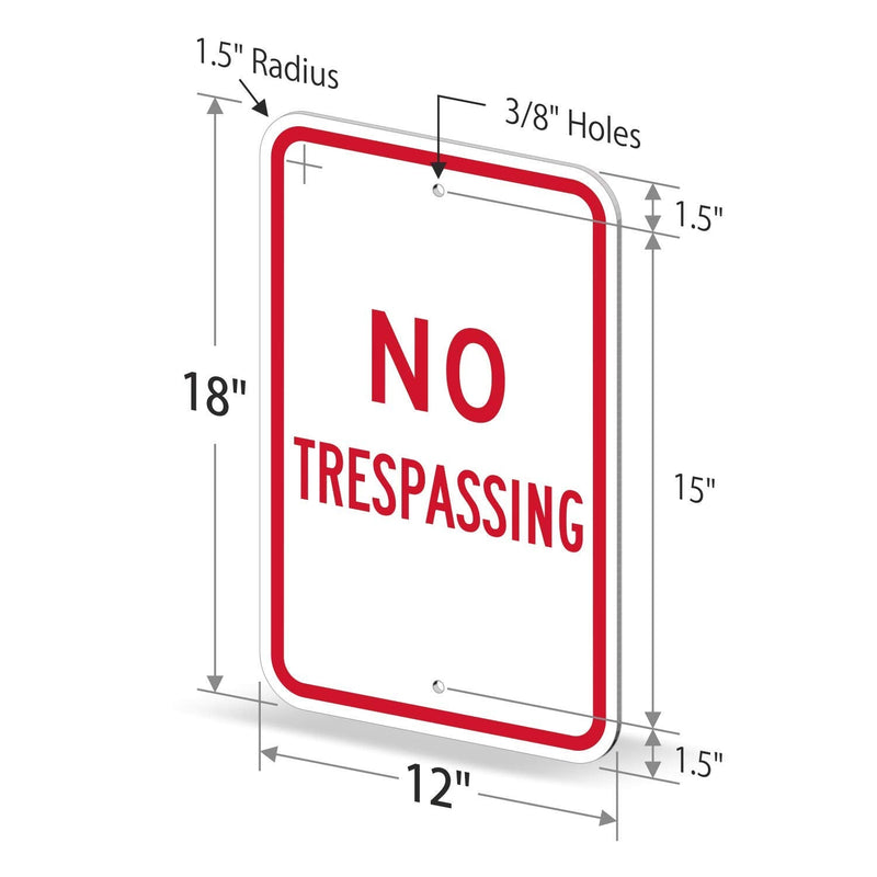 SmartSign "No Trespassing" Sign | 12" x 18" 3M Engineer Grade Reflective Aluminum EG Aluminum