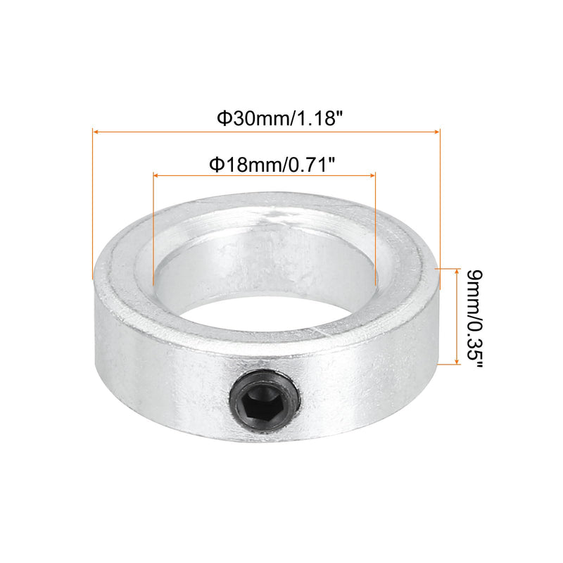 MECCANIXITY Shaft Collar 0.7 Inch Bore Zinc Plated Carbon Steel Set Screw Style Clamping Collars Silver 1 Pcs