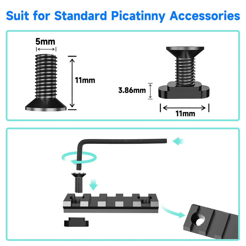 [Australia - AusPower] - 24 PCS Mlok Screws and Nuts Replacement Sets, M-Lok Rail Mount Screws & T-Nuts Accessories with Allen Wrench 
