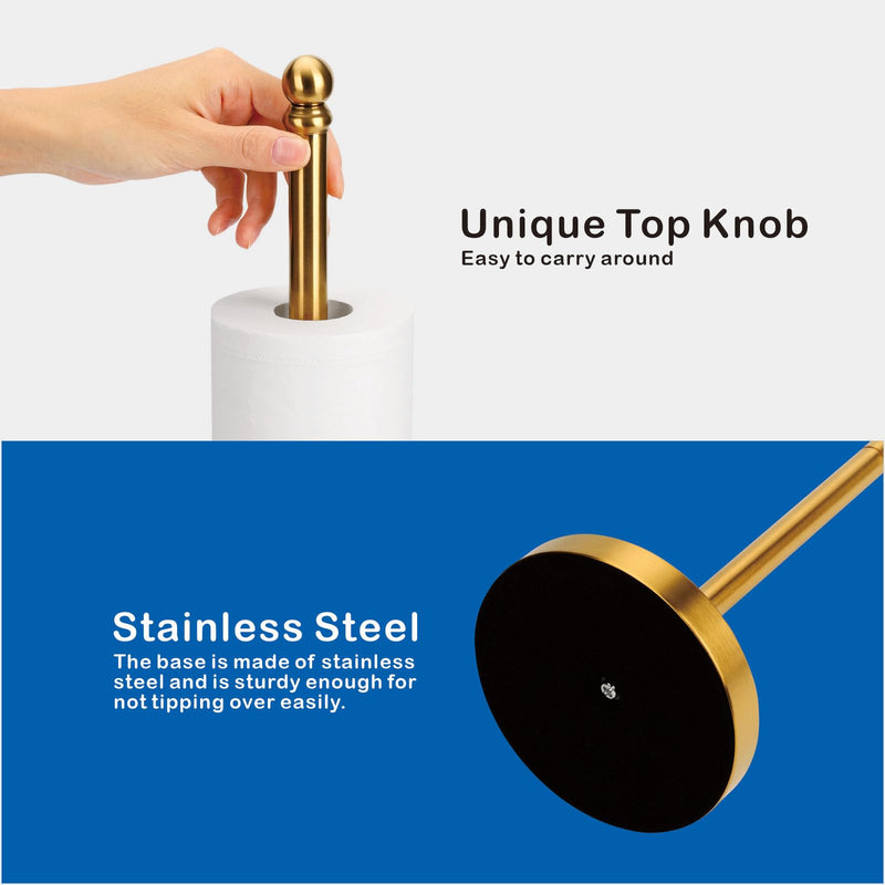 Songtec Toilet Paper Holder Stand Reserve for Bathroom, Holds 4/5 Rolls, Compact TP Roll Holder Storage, Stainless Steel (Gold) Gold