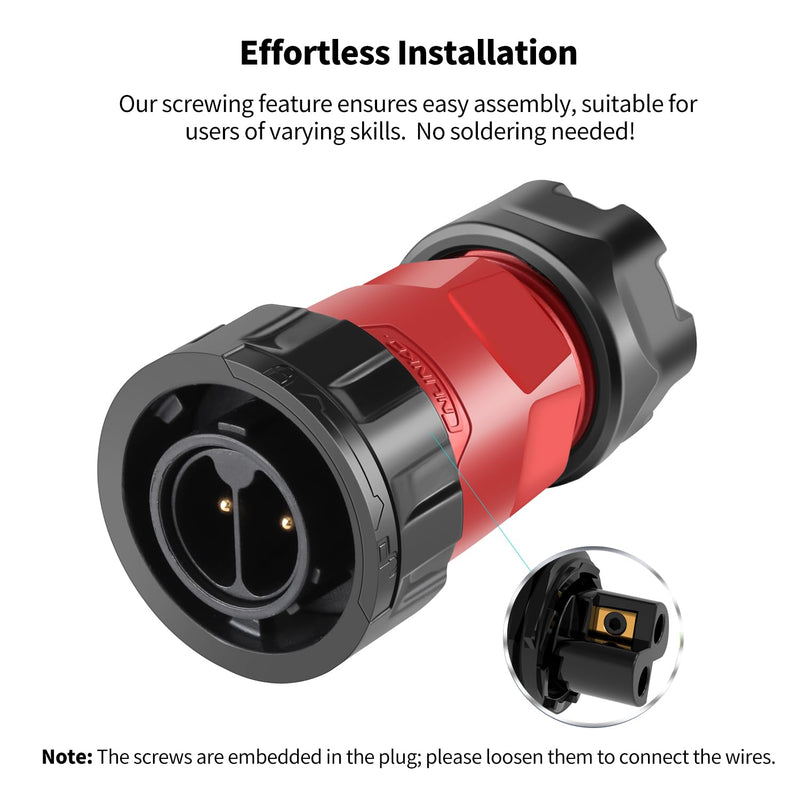 [Australia - AusPower] - CNLINKO YM-20 2 PIN Screw Lock Waterproof Connector IP68 Aviation Circular Quick Plug PBT Plastic Shell M20 Male Female Flange Socket (2-PIN) 2-Pin Screw-Assembly 