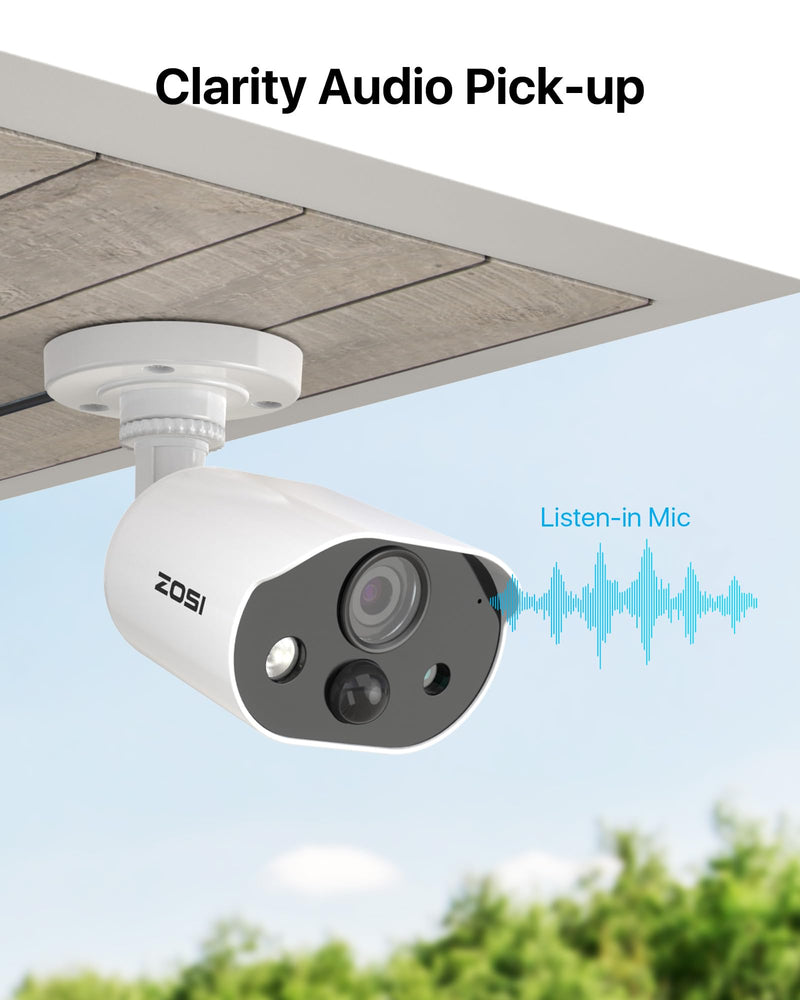 [Australia - AusPower] - ZOSI 1080P HD-TVI Security Camera with Audio, 2MP 1920TVL Indoor Outdoor Surveillance Home Camera, Night Vision, PIR Motion Detection, IP66 Weatherproof, Only Work with ZOSI 3K Lite CCTV DVR Wired-1Cam 