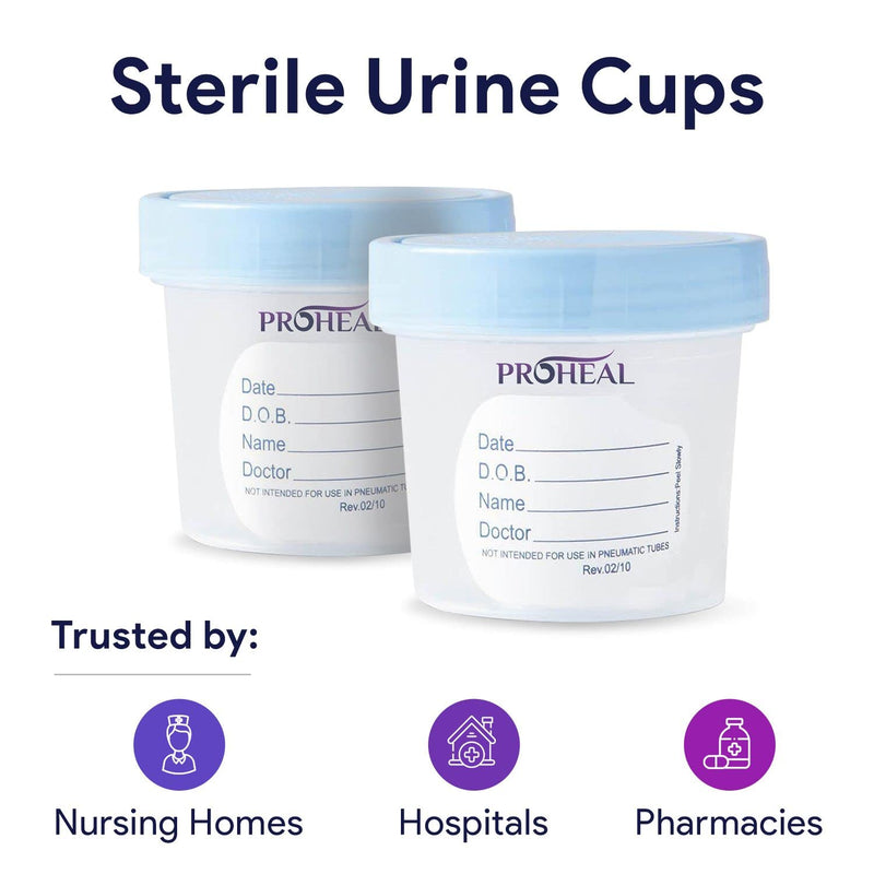 [Australia - AusPower] - Sterile Urine Specimen Cups with Lids (2PK)- 4 oz. Sample Urine Cups for Specimen Collection - Individually Wrapped Urine Cups for Testing - Stool, Semen Analysis, and Pee Cup 2 