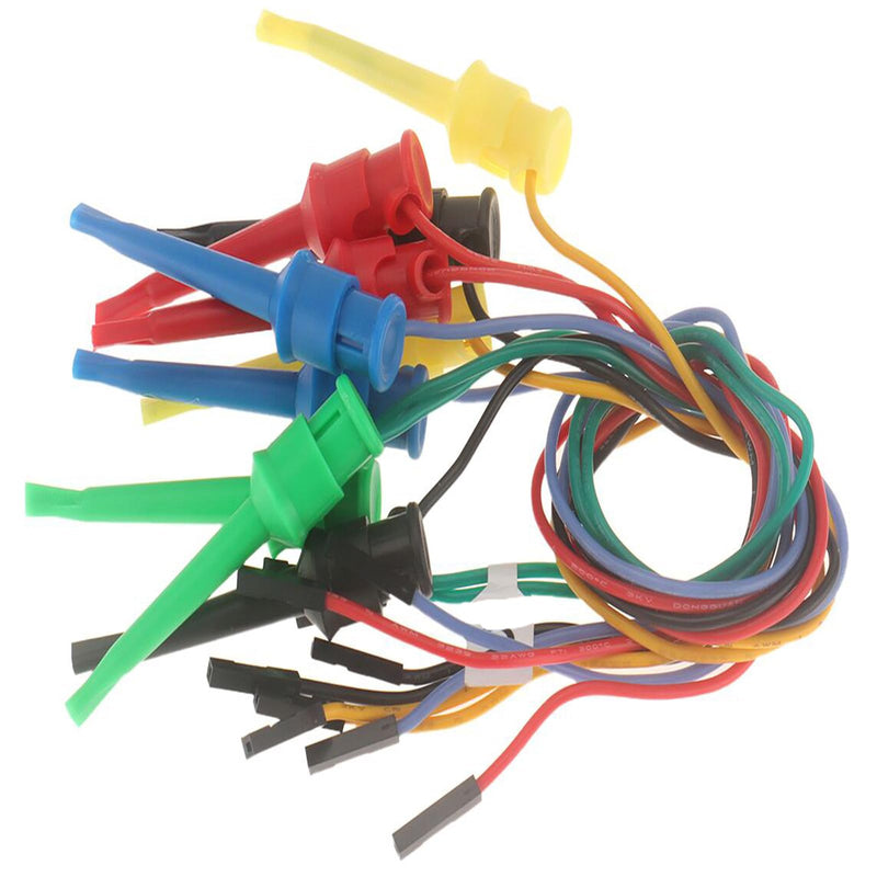 [Australia - AusPower] - 10PCS Test Hook Clip to Breadboard Female Jumper Wire Electrical Test Wire 22AWG Flexible Test Lead for Electrical Test 28.5cm 