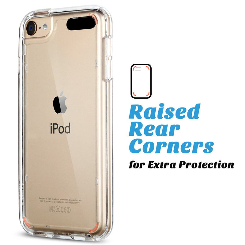 [Australia - AusPower] - ULAK iPod Touch 7 Case, iPod Touch 6 & 5 Case, Transparent Slim Hybrid TPU Bumper/Scratch Resistant Hard PC Back, Corner Shock Absorption Case for iPod Touch 5th 6th 7th Generation, Clear 
