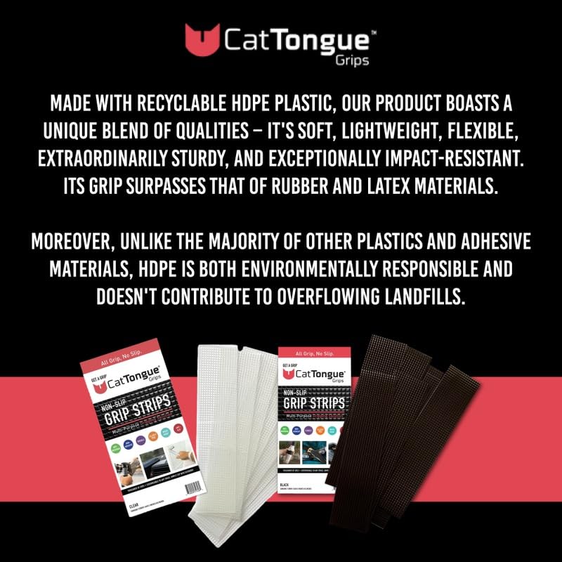[Australia - AusPower] - Non-Abrasive Grip Tape Strips by CatTongue - Heavy Duty Waterproof Non Slip Strips for Indoor & Outdoor Use - Thousands of Grippy Uses: Furniture, Bathtubs, Frames, Gaming and More! (Clear) 1-Pack Clear 