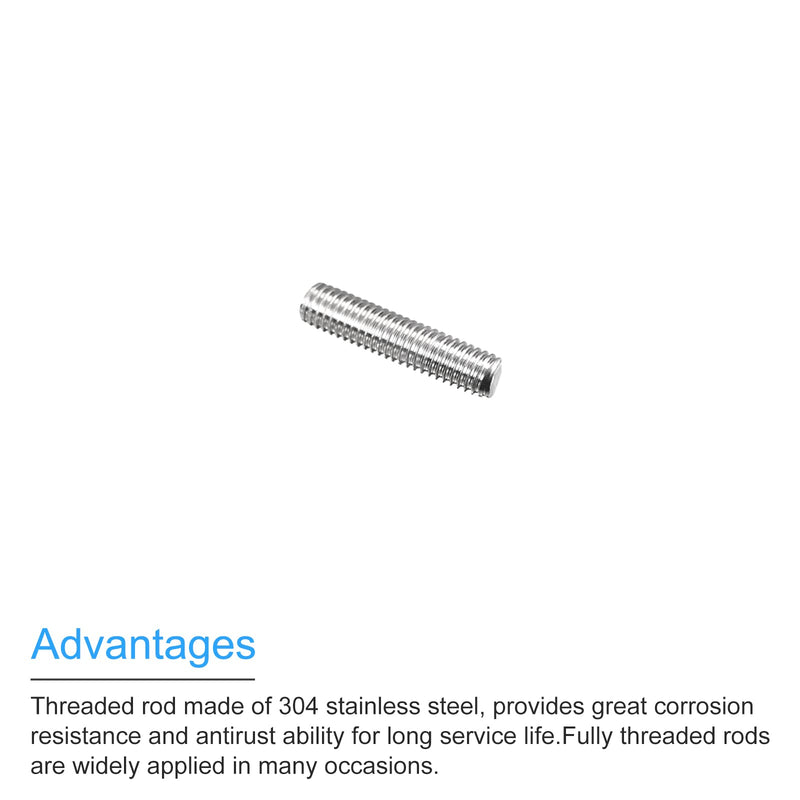 MECCANIXITY Fully Threaded Rod M5 x 20mm 0.8mm Thread Pitch 304 Stainless Steel Right Hand Threaded Rods Bar Studs 15 Pack