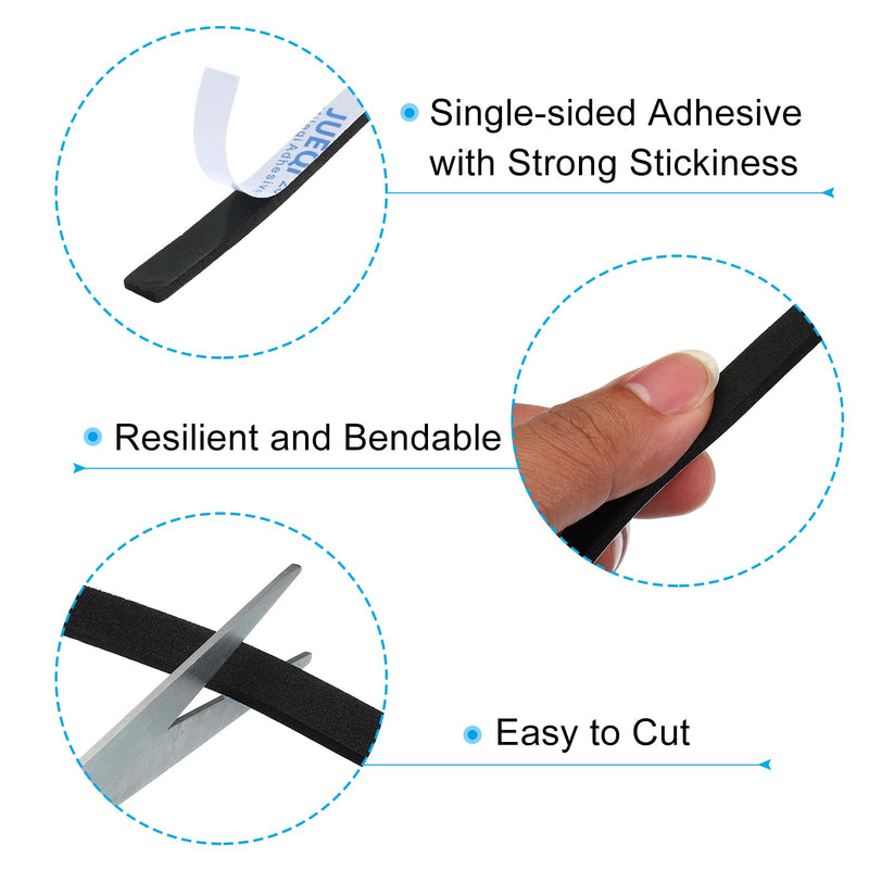 PATIKIL 3/8"W x 1/8"T x 16.4Ft EVA Black Single Sided Foam Tape, 2Pcs Multipurpose Weather Stripping Foam Sealing Tape
