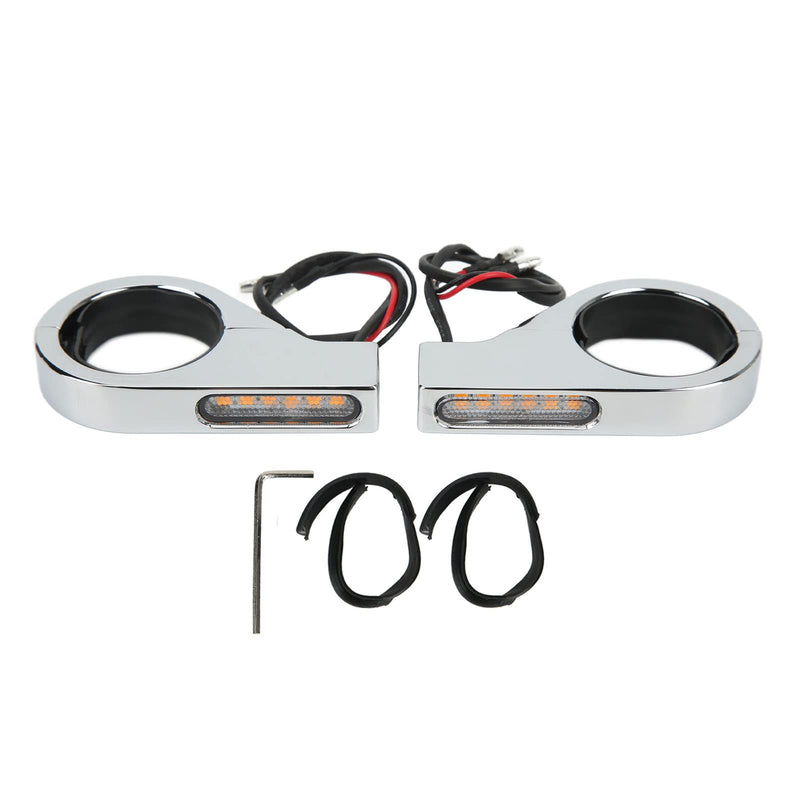 Motorcycle LED Turn Light, 2 Wires 12V Motorcycle Turning Indicator Energy Saving for 41mm Fork Tubes (Electroplating)