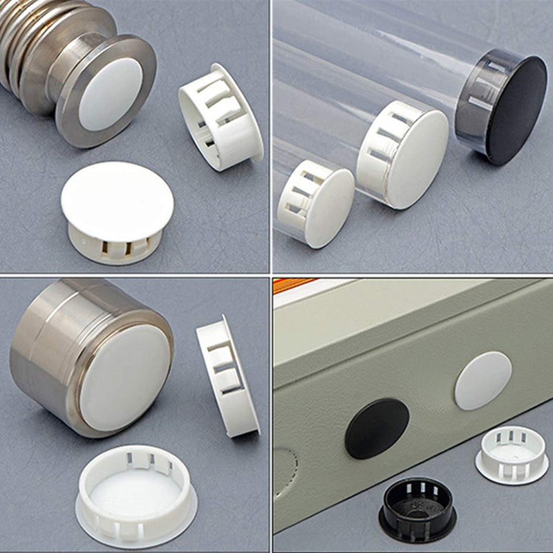 [Australia - AusPower] - 60PCS 25mm/1" White Hole Plugs Plastic Flush Type Hole Plugs Snap in Locking Hole Tube, Furniture Fencing Post Pipe Insert End Caps (White) 25mm/1" 