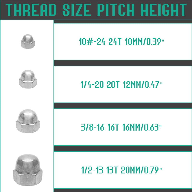 [Australia - AusPower] - Piutouyar Acorn Cap Nuts Hex Nut 1/4-20, 304 Stainless Steel 18-8 Hex Dome Cap Nut (20Pcs) 1/4-20-20pcs 20 