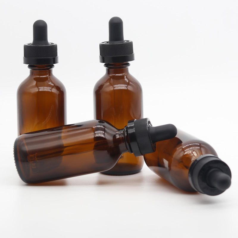 [Australia - AusPower] - 4 pack,amber glass dropper bottles 2 oz,60 ml dark empty tincture bottles with dropper,alcohol,hair oil bottle,perfume,essentia,small,eye,droppers for oils,medicine,pipette,drip drop,travel amber 