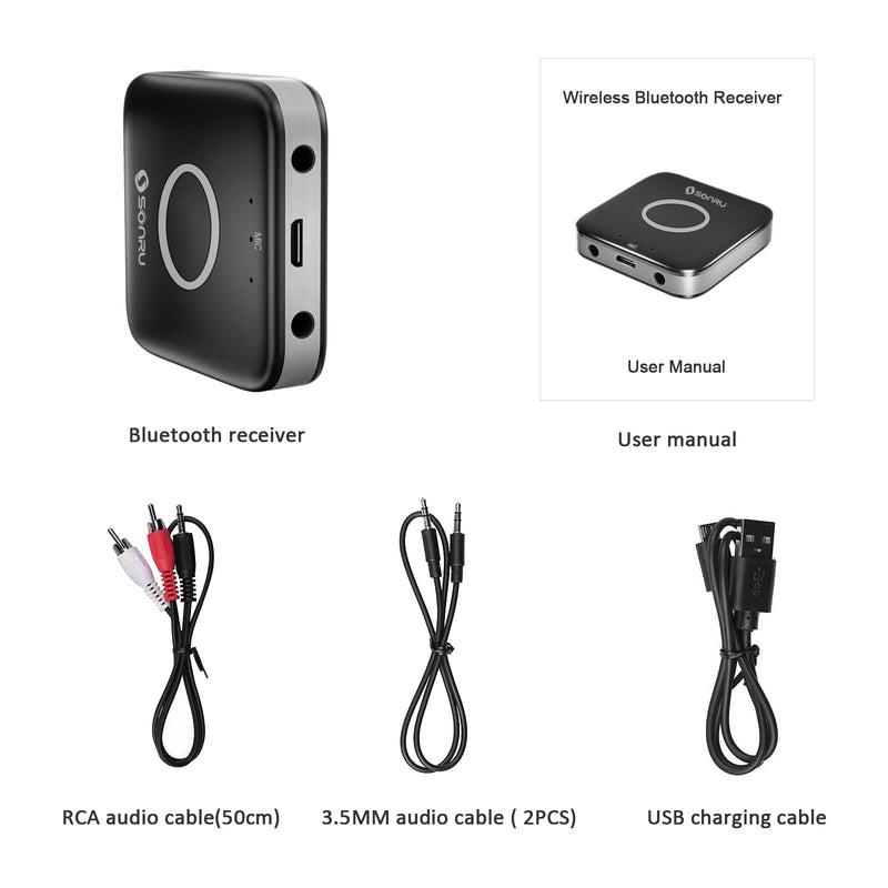 [Australia - AusPower] - Bluetooth AUX Adapter for Car, SONRU Bluetooth 5.0 Wireless Audio Receiver Adapter for Home Stereo/Wired Headphones/Hands-Free Call, Dual AUX Outputs, RCA AUX 3.5mm Bluetooth Music Receiver 