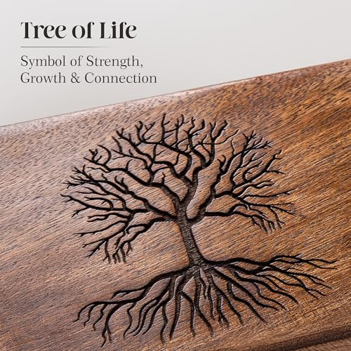 Handmade Mango Wood Tree of Life Jewelry Box, 7x5 inch Hand Carved Keepsake Box & Organizer, Unique Gift for Men & Women (Mystic Tree of Life) Mystic Tree of Life