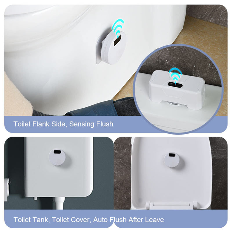 Automatic Toilet Flusher, 2023 Upgraded Touchless Toilet Flush Kit, Hands Free External Infrared Sensor Toilet Flusher, Waterproof Flusher for Toilets for Home and Public Use (1 SET) 1 Set