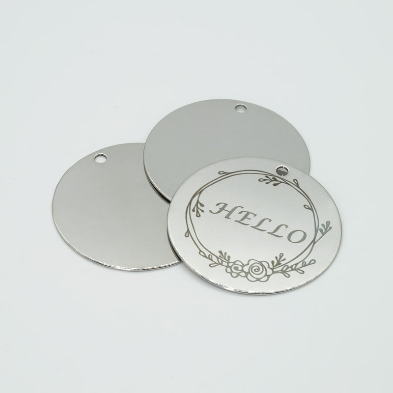 StayMax 2 Inch Round Metal Engraving Blanks Stamping Blanks with Hole Stainless Steel Blank Tags 25 Pack