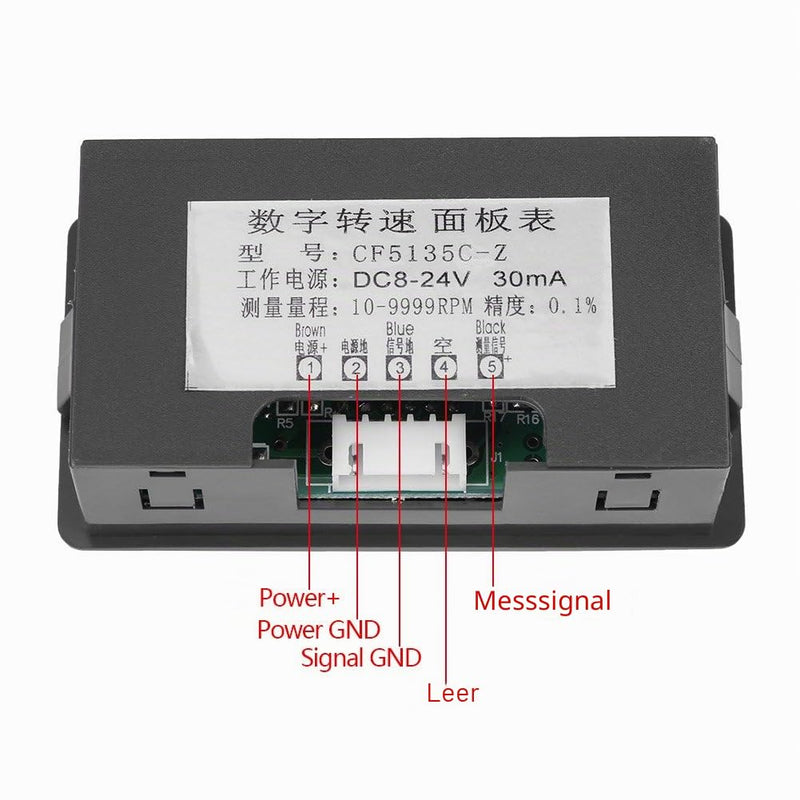 Tachometer 4 Digital LED Speedometer, 10-9999RPM Speed Meter Panel Inductive Hall NPN Sensor Proximity Switch Sensor (Red) red