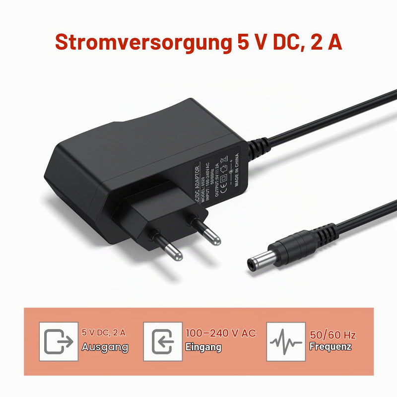 Mugust AC Adapter 5V 2A Power Supply, AC220V 230V to DC5V 500mA 1000mA 1500mA Power Driver 5.5mm with 8 DC Plug Adapters Converter Inverter Charger Transformer AC/DC Adapter (5V2A) 5V2A