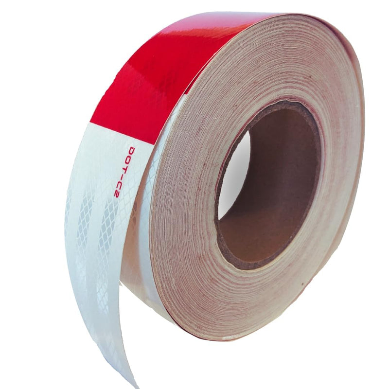 NOVA DOT Reflective Tape 2 Inch x 150 Feet Strong Red White for Trailers | Strong Adhesive, Wide Reflect Angle, Weather Resistant, Outdoor Waterproof, Cinta Reflectiva for Trailers, & Posts, 50 Yards