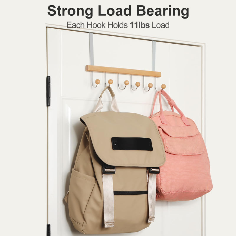 [Australia - AusPower] - TOPIA HANGER Over The Door Hooks for Hanging, Towel Hooks Towel Racks for Bathroom, Coat Hooks Coat Rack Over The Door Organizer Hanging, Wooden Door Hangers for Coat Towel Hat Purse CT71N Natural 1 Pack 