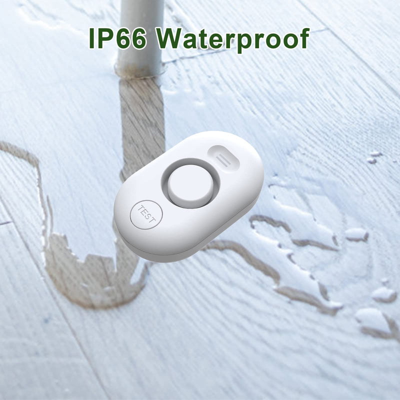 [Australia - AusPower] - METAK Water Leak Detector Sensor Alarm: Home Water Flooding Monitor Smart Sink Overflow Monitoring Adjustable Wet Moisture Alert Pipe Leakage Drip Detection Warning for Basement Floor (2 Sensor) 2 Sensors White 