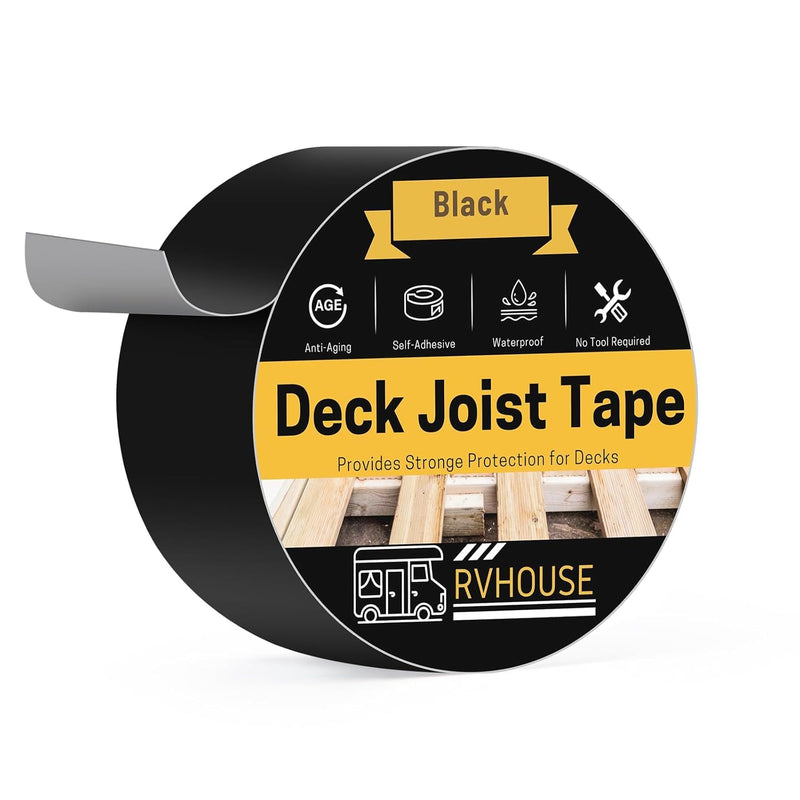 Deck Joist Tape 2 Inch x 50 Ft – Waterproof Butyl Sealant Tape for Extreme Temperature, UV Resistant & Anti-Corrosion, Ideal for Wood Joists, Beams, RV Roof & Outdoor Deck Protection 2" x 50 Ft Black 1 pack