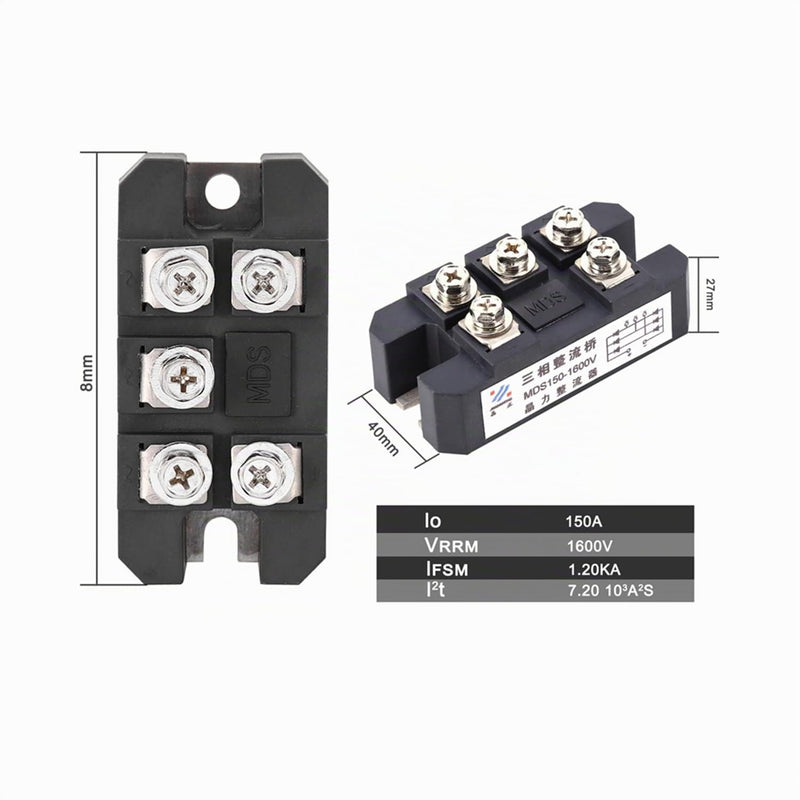 DEWIN 3 Phase Diode Bridge Rectifier, 150A Rectifier Bridge Bridge Rectifier, Three Phase Diode Bridge Rectifier, MDS150A, 1600V Power
