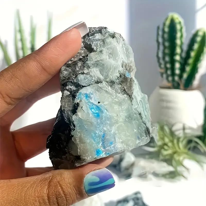 Zenkeeper 1Lb Moonstone Crystal Stone Natural Raw Stones and Fountain Rocks for Tumbling, Cabbing, Polishing, Wire Wrapping, Wicca and Reiki Crystal Healing