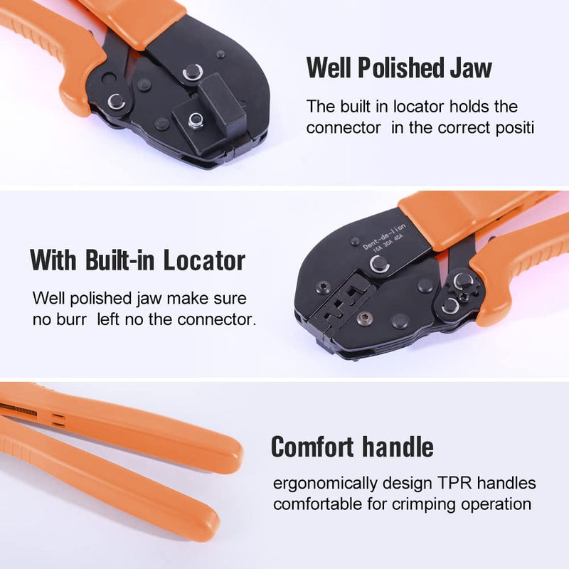 51 PCS Ratchet Powerpole Crimping Manual Tool Kit for 15/30/45A Connectors | 10 Pair 45A Connectors Assortment Quick Connect Battery and Caps, Ratchet Powerpole Crimping Tool for AWG22-10