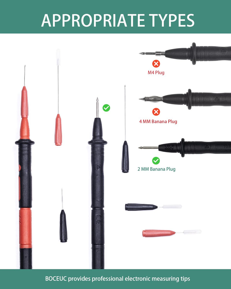 [Australia - AusPower] - Electrical Back Probe Needles, 8pcs Back Probe Kit Automotive for Instrument Parts Accessories 2mm Socket Test Leads Diameter 0.7mm Pins Fine Tester Puncture 