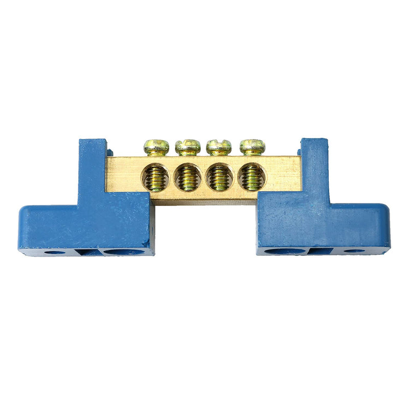 [Australia - AusPower] - 2pcs Terminal Bus Bar 4 Positions Terminal Block Brass Wire Screw Terminal Grounding Strip Bus Bar Block 