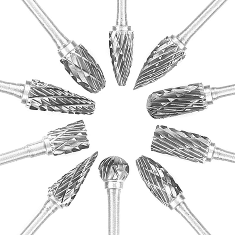 10 Pieces Shank Milling Cutter Grinding Tools, Wood Cutter for Drill, Rod Grinder Bit, 2.35 mm Tungsten Carbide Rotary Files, Carbide Drill Bit Set for Cast Iron, Cast Steel and Bearing Steel