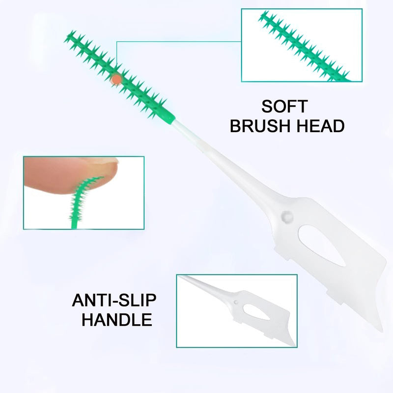 [Australia - AusPower] - 300 Pieces Dual-Use Interdental Brushes Soft Silicone, Disposable Dental Picks,Premium Dental Floss Picks for Effective Teeth Cleaning(200pcs Green+100pcs Blue) 200pcs Green+100pcs Blue 